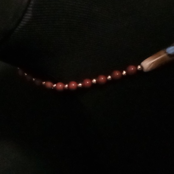 Peacock and Blue Rock Style Beaded Necklace - Picture 6 of 7